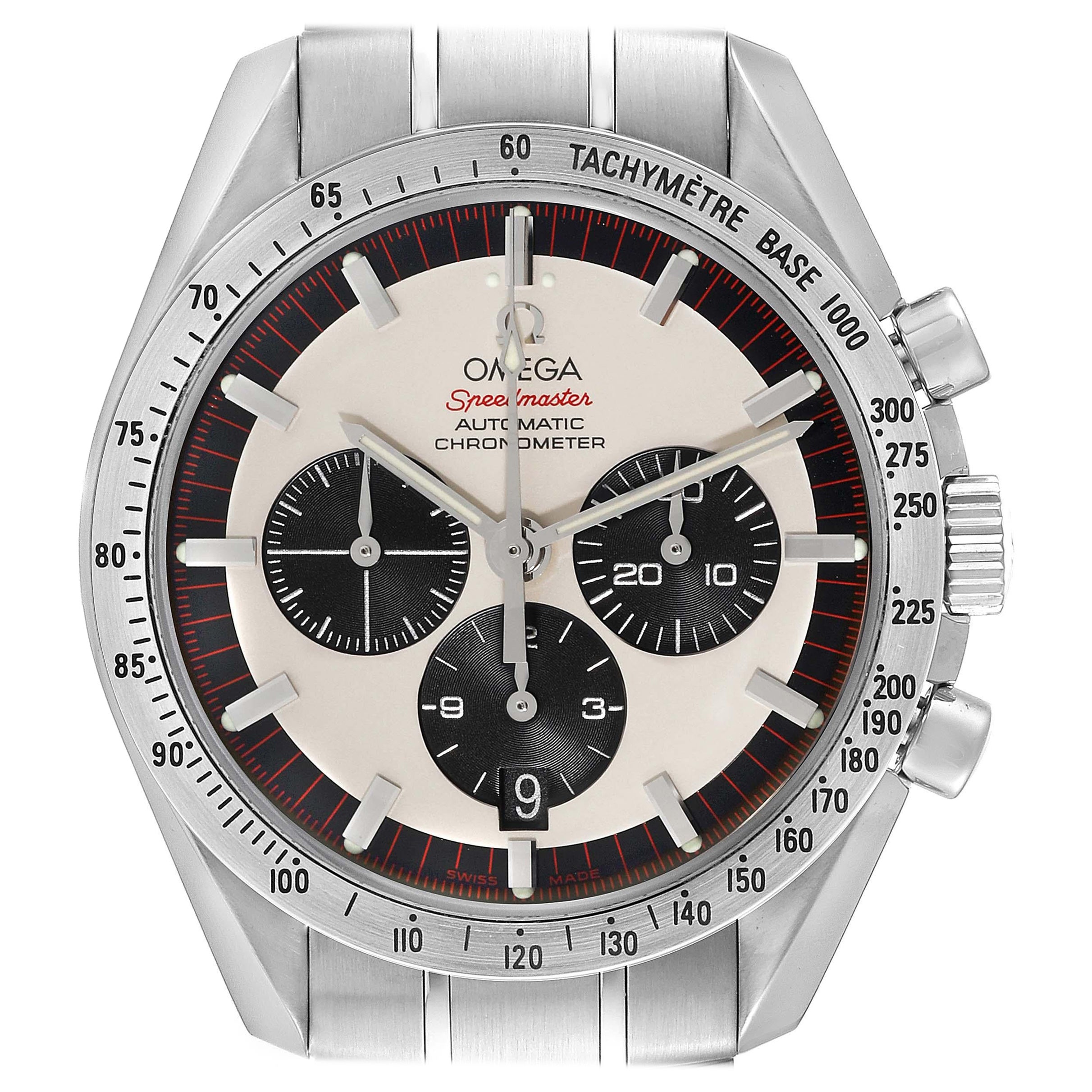 Omega Speedmaster Schumacher Limited Edition Steel Watch 3559.32.00 Box Card For Sale