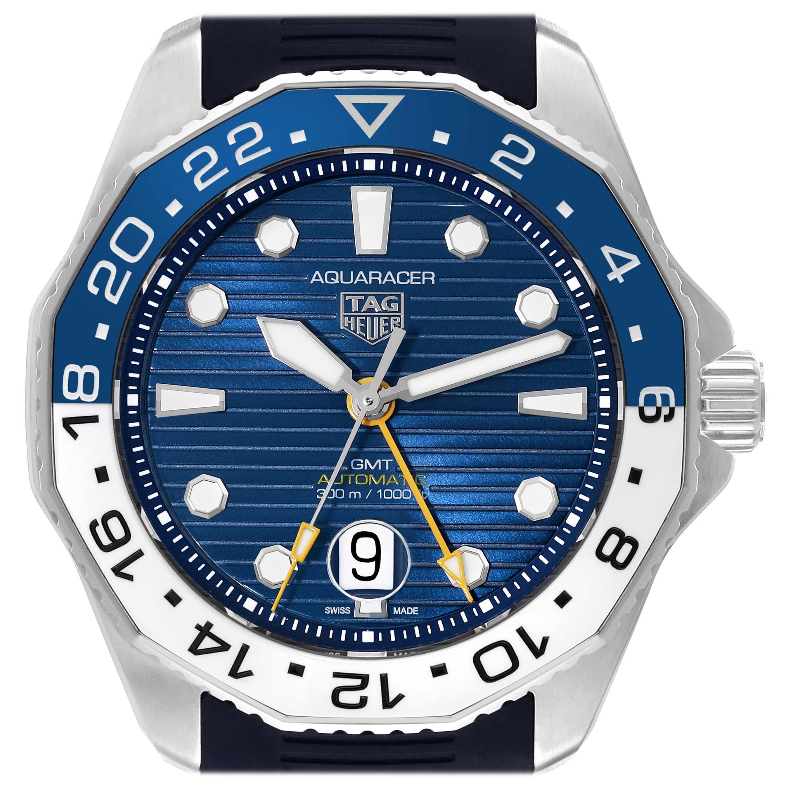 Tag Heuer Aquaracer Professional GMT Blue Dial Steel Mens Watch WBP2010 Box Card