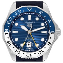 Used Tag Heuer Aquaracer Professional GMT Blue Dial Steel Mens Watch WBP2010 Box Card