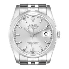 Rolex Datejust Silver Dial Steel Mens Watch 116200 Box Card