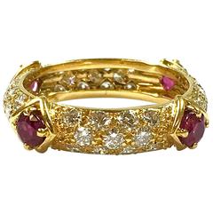 Mauboussin Diamond and Ruby Yellow Gold Eternity Band 7