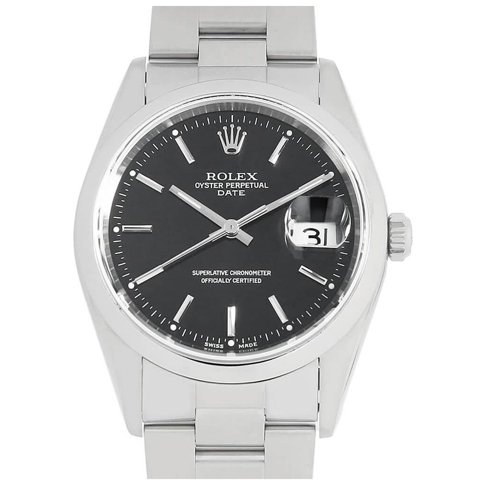 Rolex Oyster Perpetual Date 15200 Black Dial Stainless Men's Watch