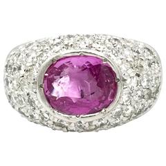 GIA 1.86 carat No Heat Oval Pink Sapphire 
Diamond Ring in Platinum