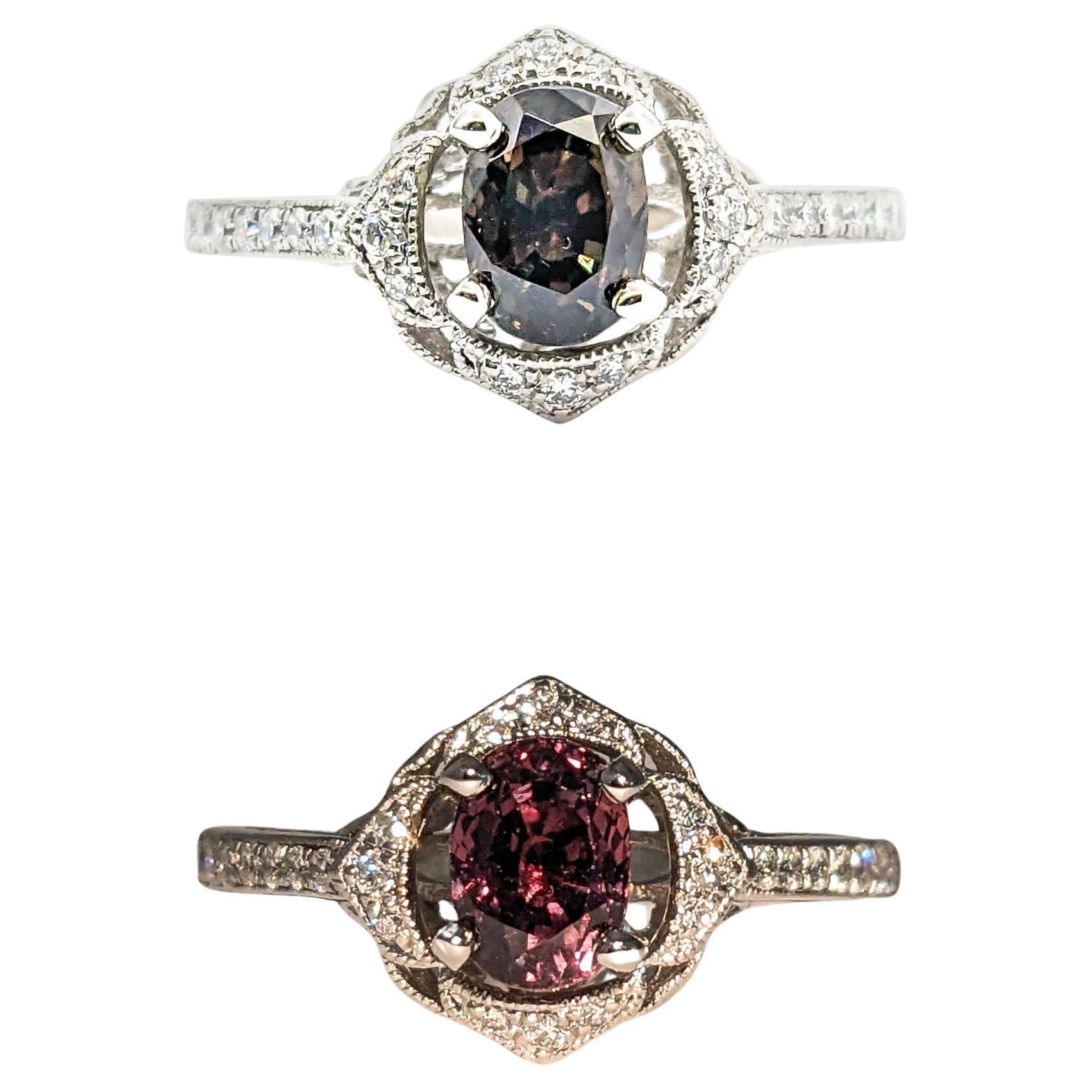 1.23ct Natural Alexandrite & Diamond Ring In Platinum For Sale