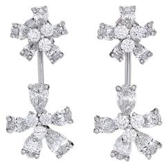 Stunning White Gold and Diamond Flower Stud Earrings with Convertible Earrings 6
