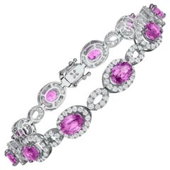 Bracelet ovale en saphir rose et diamants de 8,39 carats. 