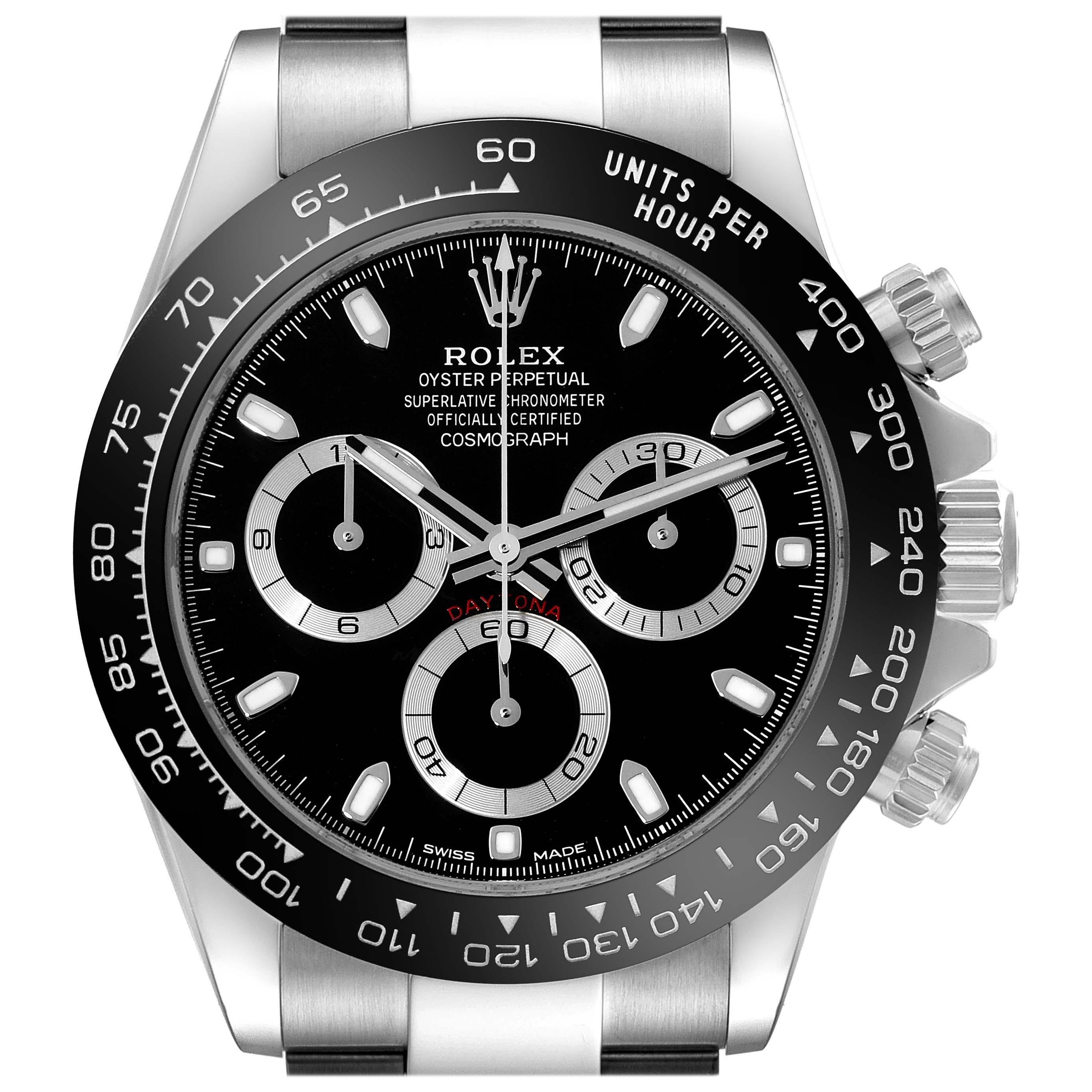 Rolex Cosmograph Daytona Ceramic Bezel Black Dial Steel Mens Watch 116500 Unworn