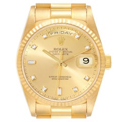 Used Rolex President Day-Date Yellow Gold Champagne Diamond Dial Mens Watch 18238