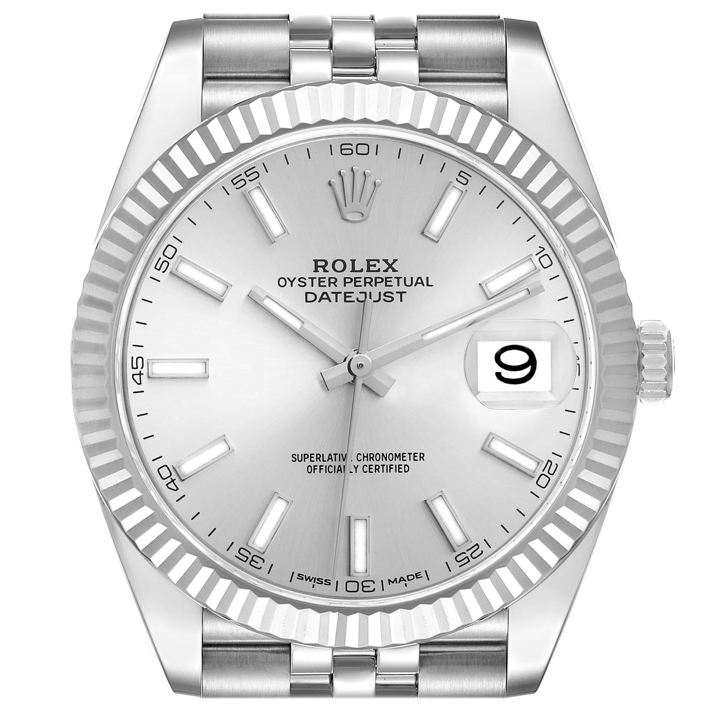Rolex Datejust 41 Steel White Gold Silver Dial Mens Watch 126334