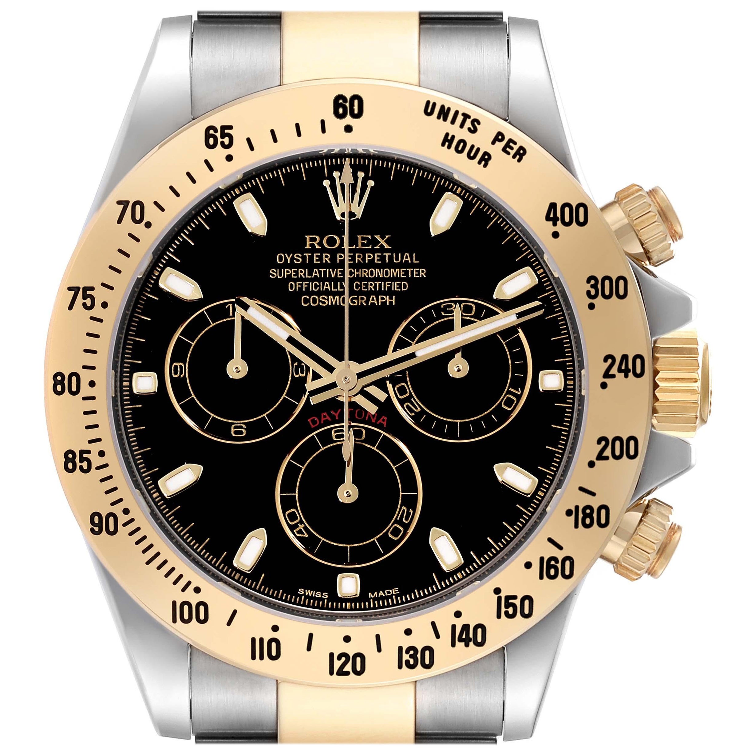 Rolex Daytona Steel Yellow Gold Black Dial Mens Watch 116523