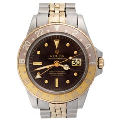 Used Rolex GMT-Master Yellow & Steel Brown Nipple Dial 1675 Watch w/ Papers, 1978