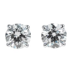 GIA Certified 5TCW Round-Cut Diamond Solitaire Stud Earrings — 18K White Gold
