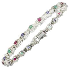 Luise MultiStone Diamond Gold Link Bracelet 12