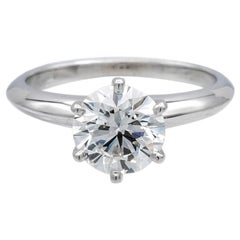 Tiffany & Co. Platinum Solitaire Round Diamond Engagement Ring 1.33 HVVS2