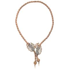 1940s Diamond Platinum Gold Tassel Necklace