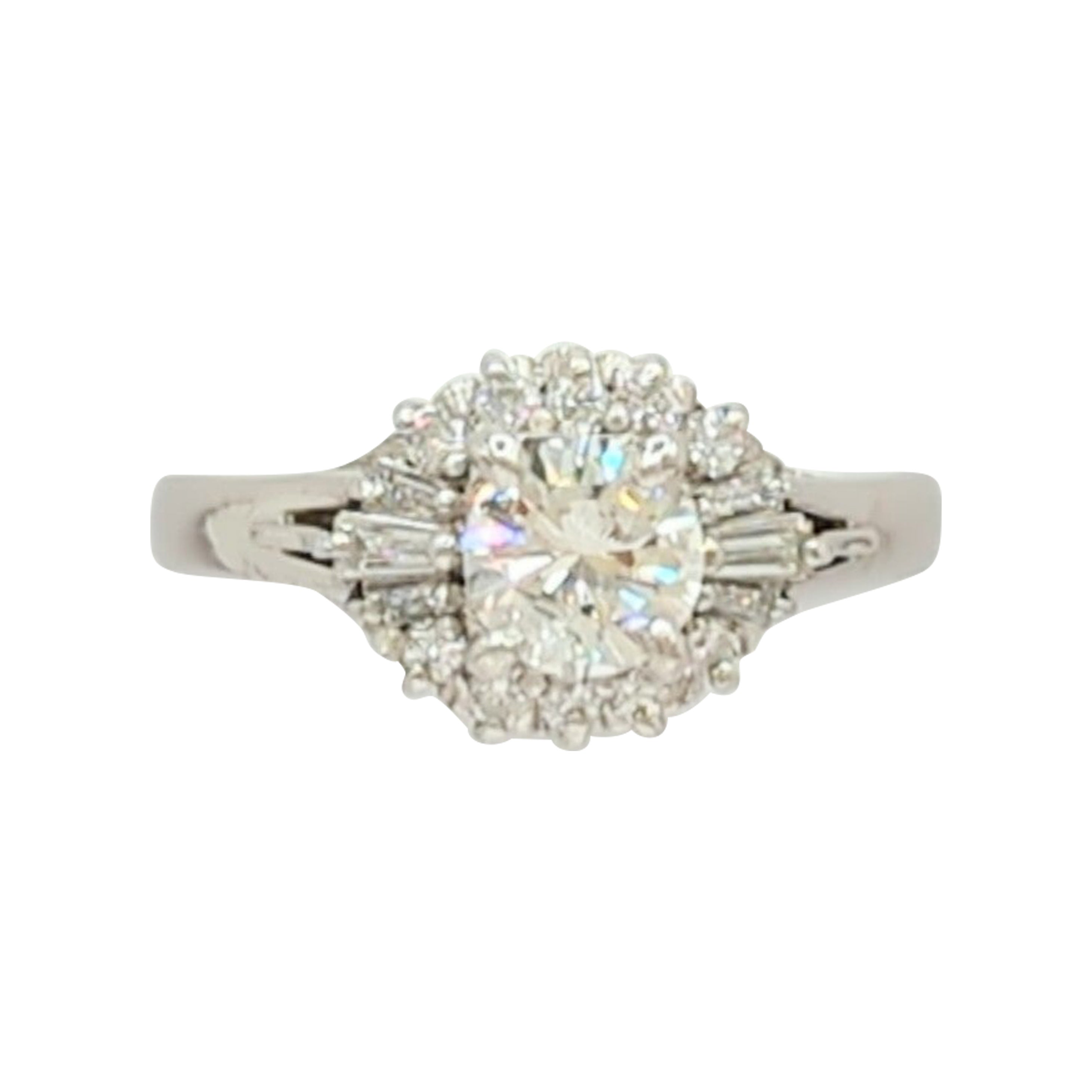 White Diamond Cluster Ring in Platinum For Sale