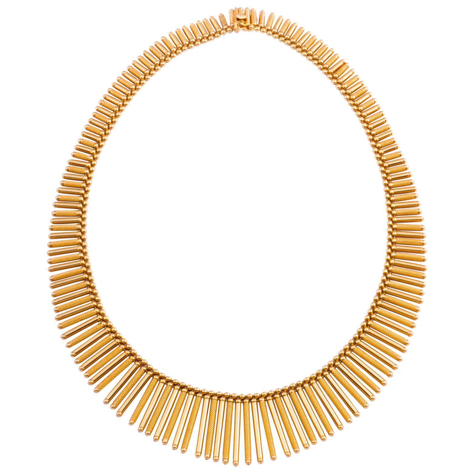 Fabulous Italian Gold Fringe Necklace at 1stDibs