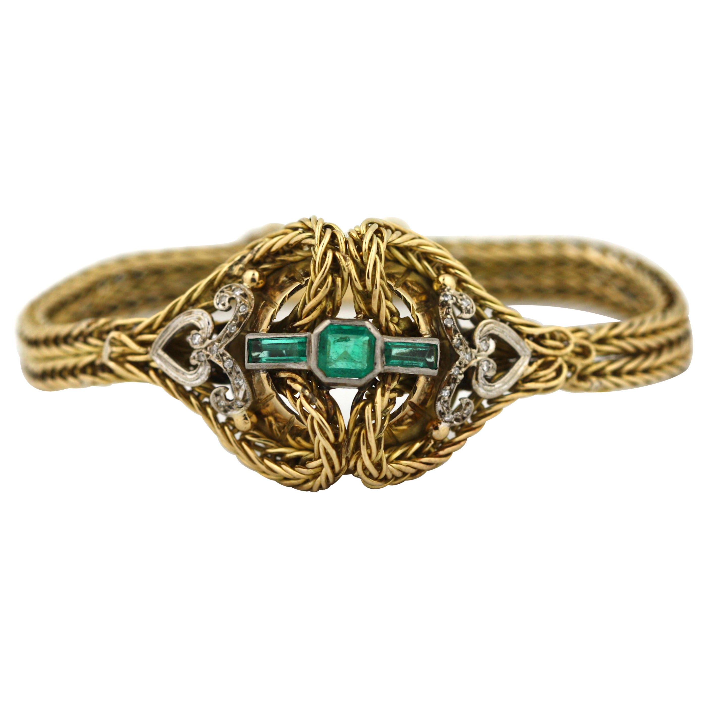  18 karat Gold, Colored Stone and Diamond Bracelet