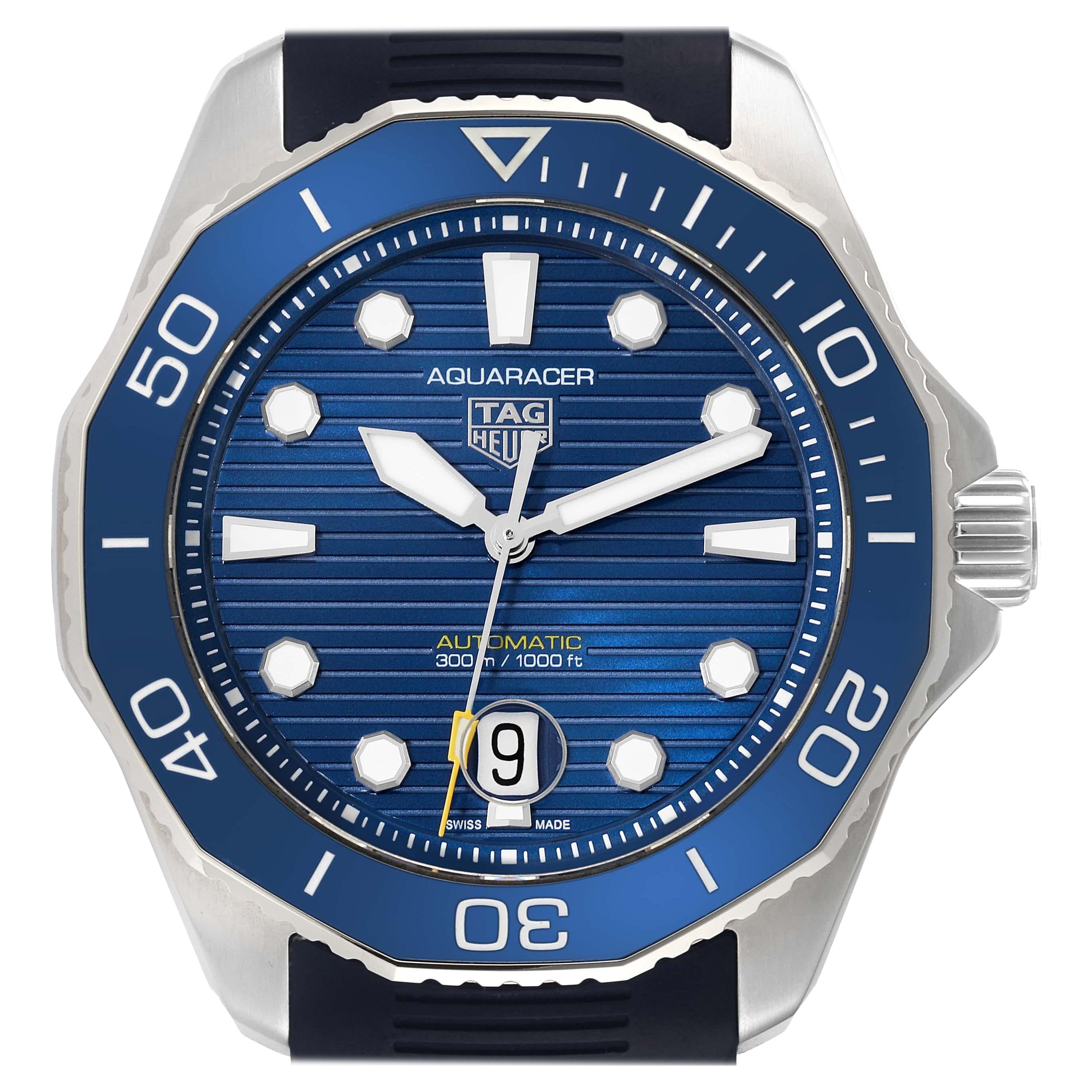 Tag Heuer Aquaracer Professional 300 Blue Dial Steel Mens Watch WBP201B Box Card For Sale