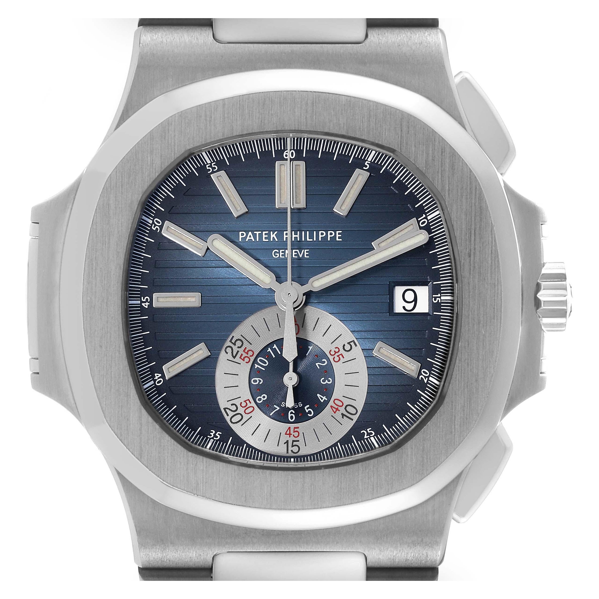 Patek Philippe Nautilus Blue Dial Steel Mens Watch 5980 Box Papers For Sale