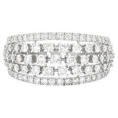 Bague de luxe à plusieurs rangées de diamants naturels 1,01 carat en or blanc 18 carats