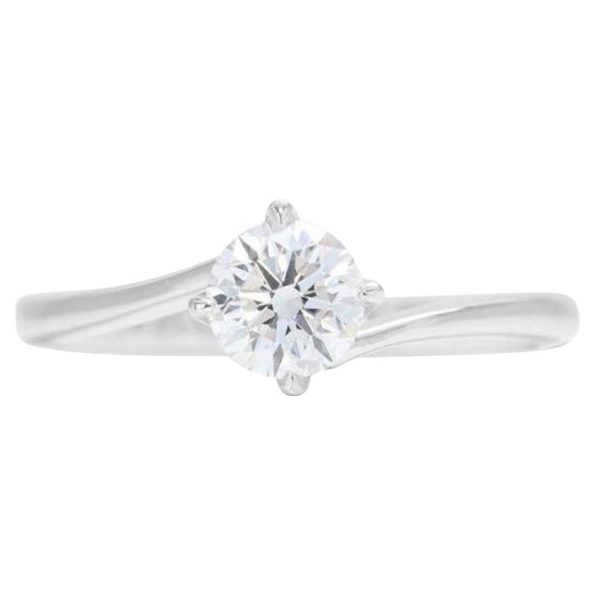 18K White Gold Solitaire Ring with 0.50ct Round Brilliant Natural Diamonds 
