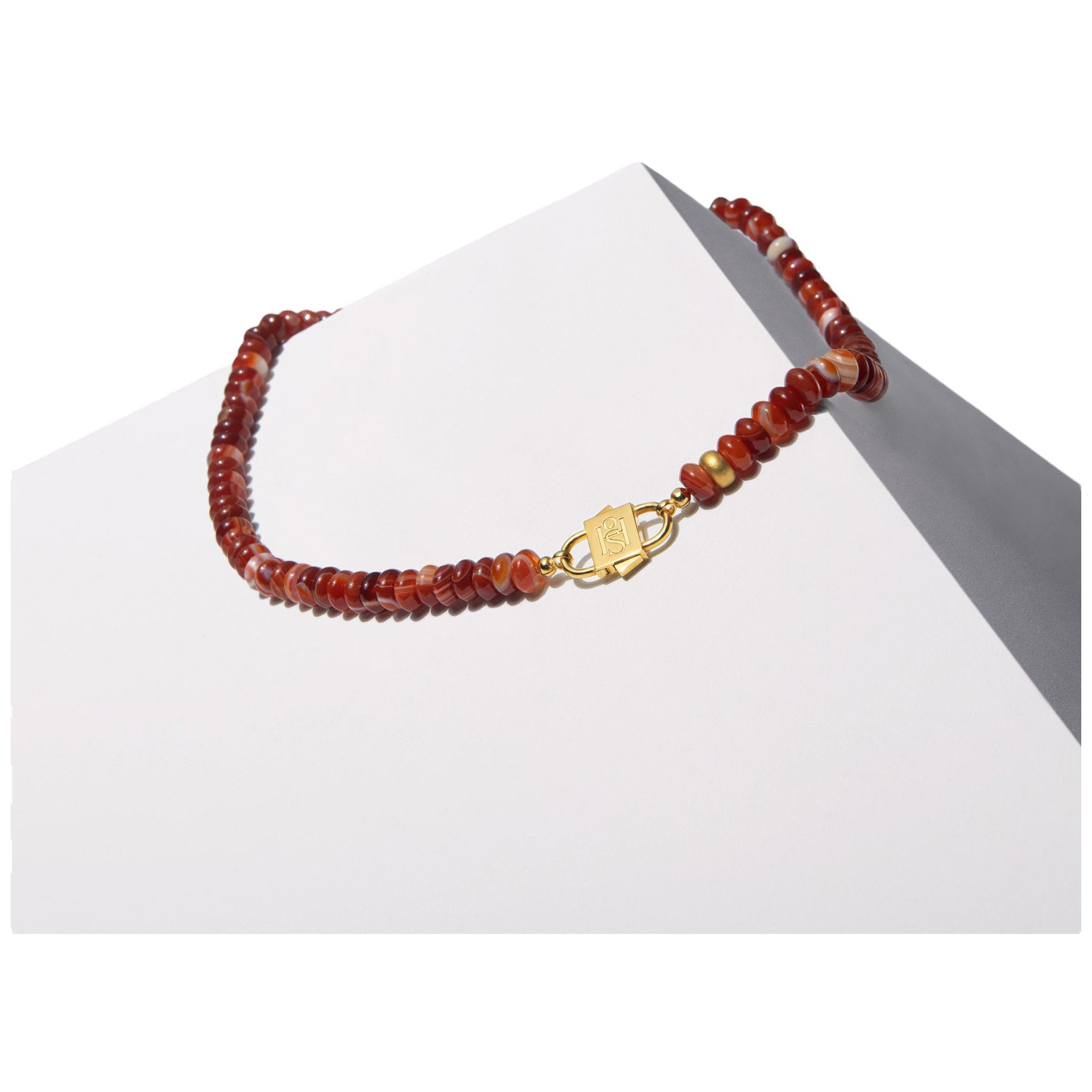  House of Sol Red Agate Necklace with Baby HoS Lock