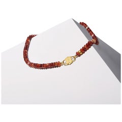 House of Sol Red Agate Necklace with Baby HoS Lock