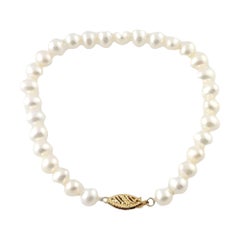 Bracelet en or jaune 14 carats avec perles d'eau douce n°13587