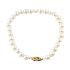 14K Yellow Gold Freshwater Pearl Bracelet #13587