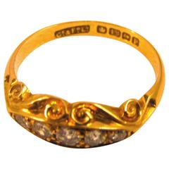 Antique Gold Five Stone Diamond Ring 11