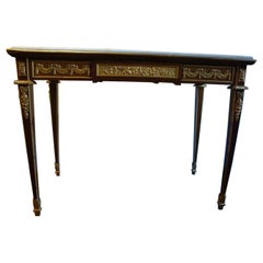  Magnifique table de musée 1900 en bronze doré, avec centre en mahagony, montée en bronze doré.