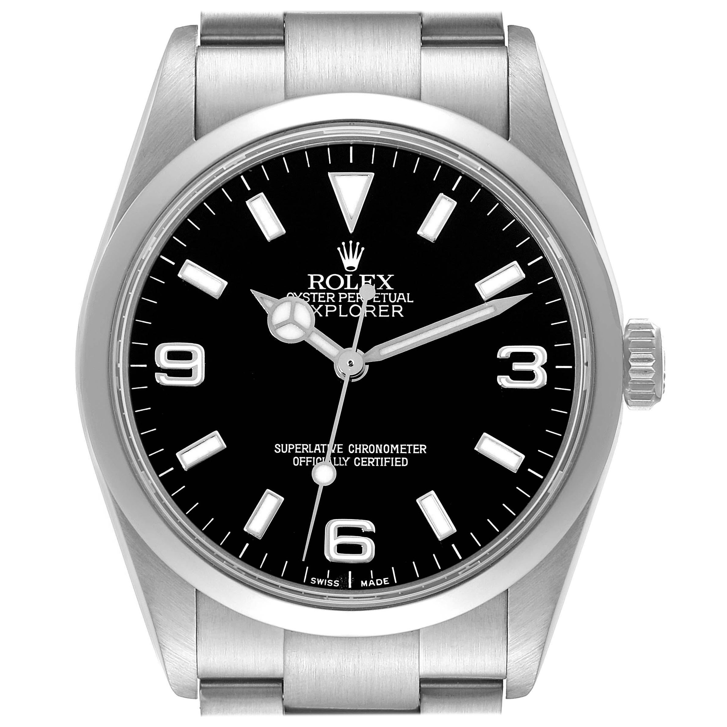 Rolex Explorer I Black Dial Steel Mens Watch 114270