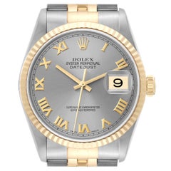 Rolex Datejust Slate Dial Steel Yellow Gold Mens Watch 16233 Box Papers
