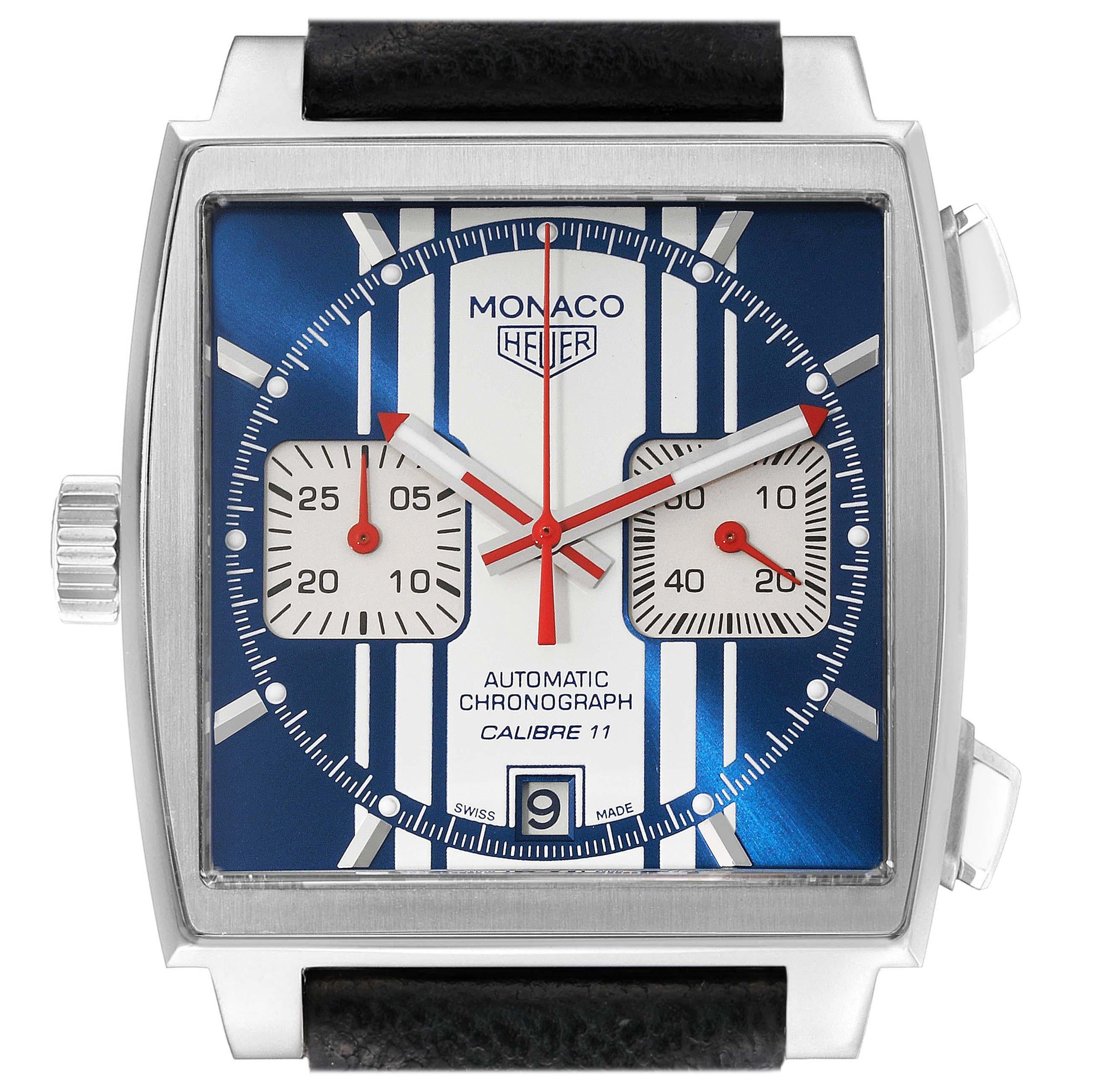 Tag Heuer Monaco McQueen Limited Edition Steel Mens Watch CAW211D Box Card For Sale