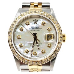 Rolex 36 mm Datejust 16013 jubilee en diamants bicolores MOP