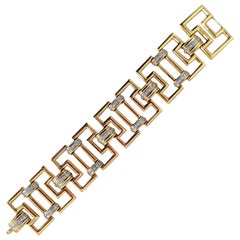 18 Karat Gold 2 Carat Diamond Wide Link Bracelet