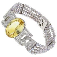 Luise Topaz Diamond Gray Pearl Bracelet 5