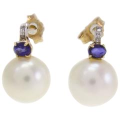 Luise Diamond Sapphire Pearl Earrings 