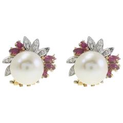 Luise Ruby Diamond Pearl Earrings (ORF1881)