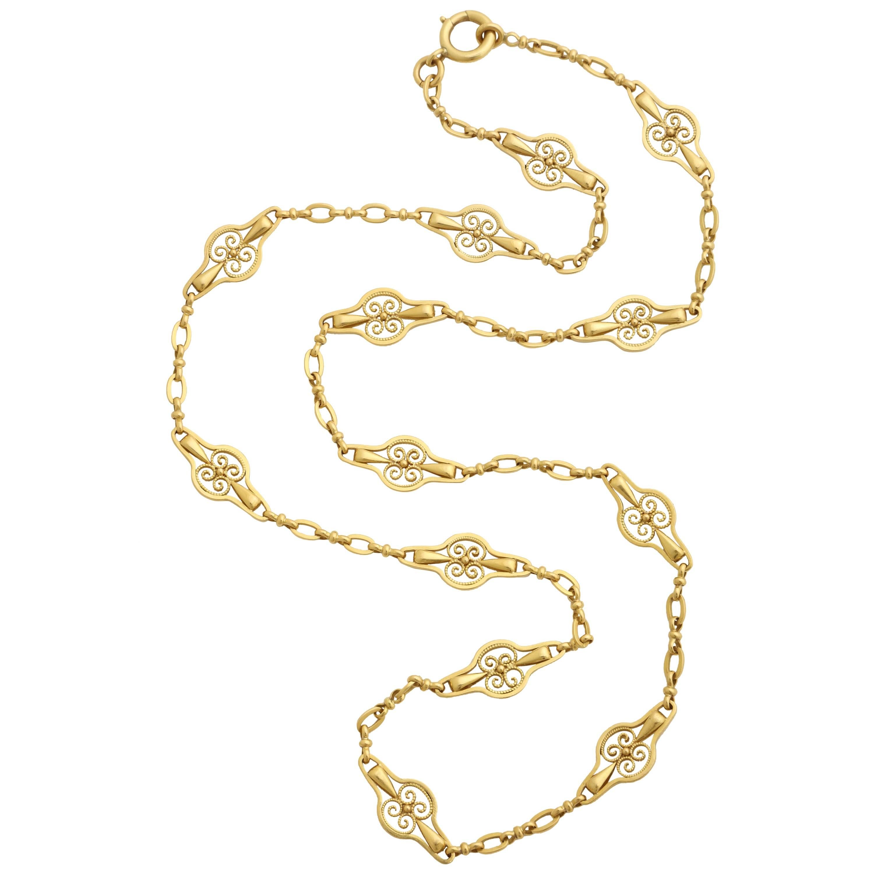 French Belle Epoque Gold Chain For Sale