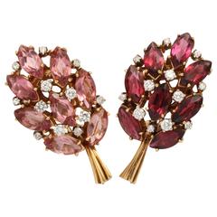 Helen Ringus Wonderful Two Colors Tourmalines Diamonds Gold Earrings 11