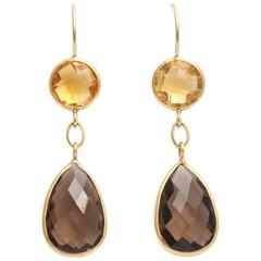 Citrine and Smoky Topaz Earrings