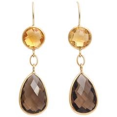 Citrine and Smoky Topaz  Earrings