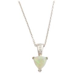 CharmingTriangular Opal Diamond Gold Pendant