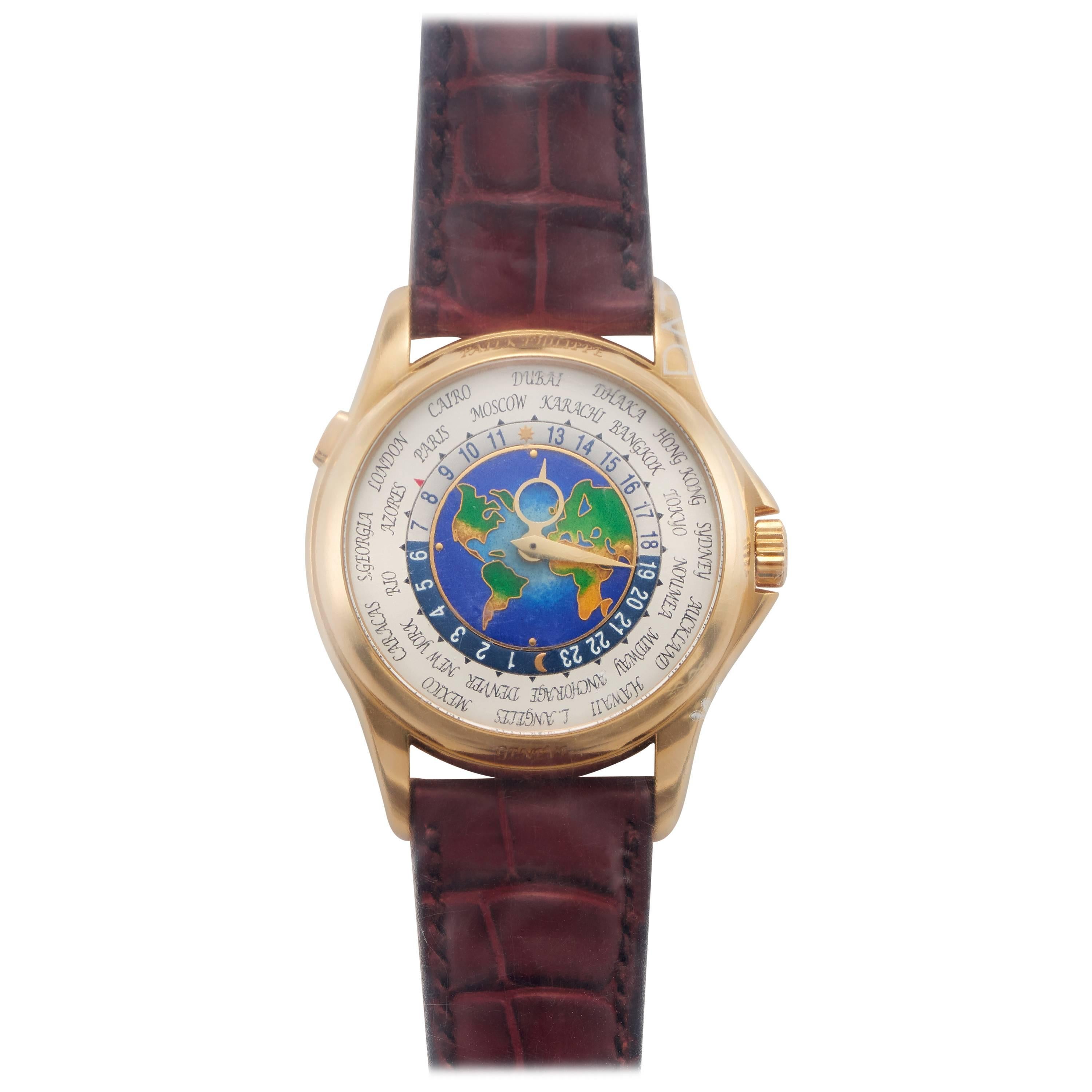 Patek Philippe yellow gold Vintage World Time factory seal automatic wristwatch 
