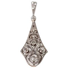 1920s Art Deco Platinum and Yellow Gold Pendant with Diamonds 2