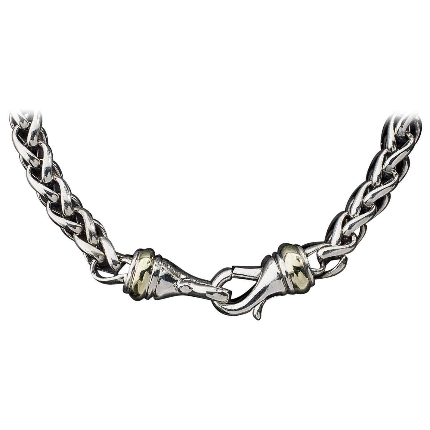 David Yurman Sterling Silver & 14 Karat Yellow Gold 6mm Wheat Chain Necklace