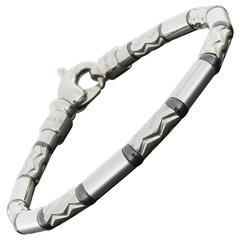 Tiffany & Co Sterling Silver & Hematite Carved Tube Bead Bracelet