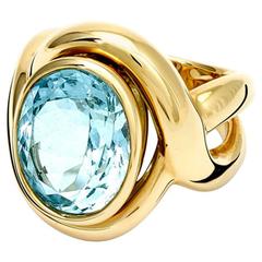 Severine Oval Aquamarine and Gold Ring 7